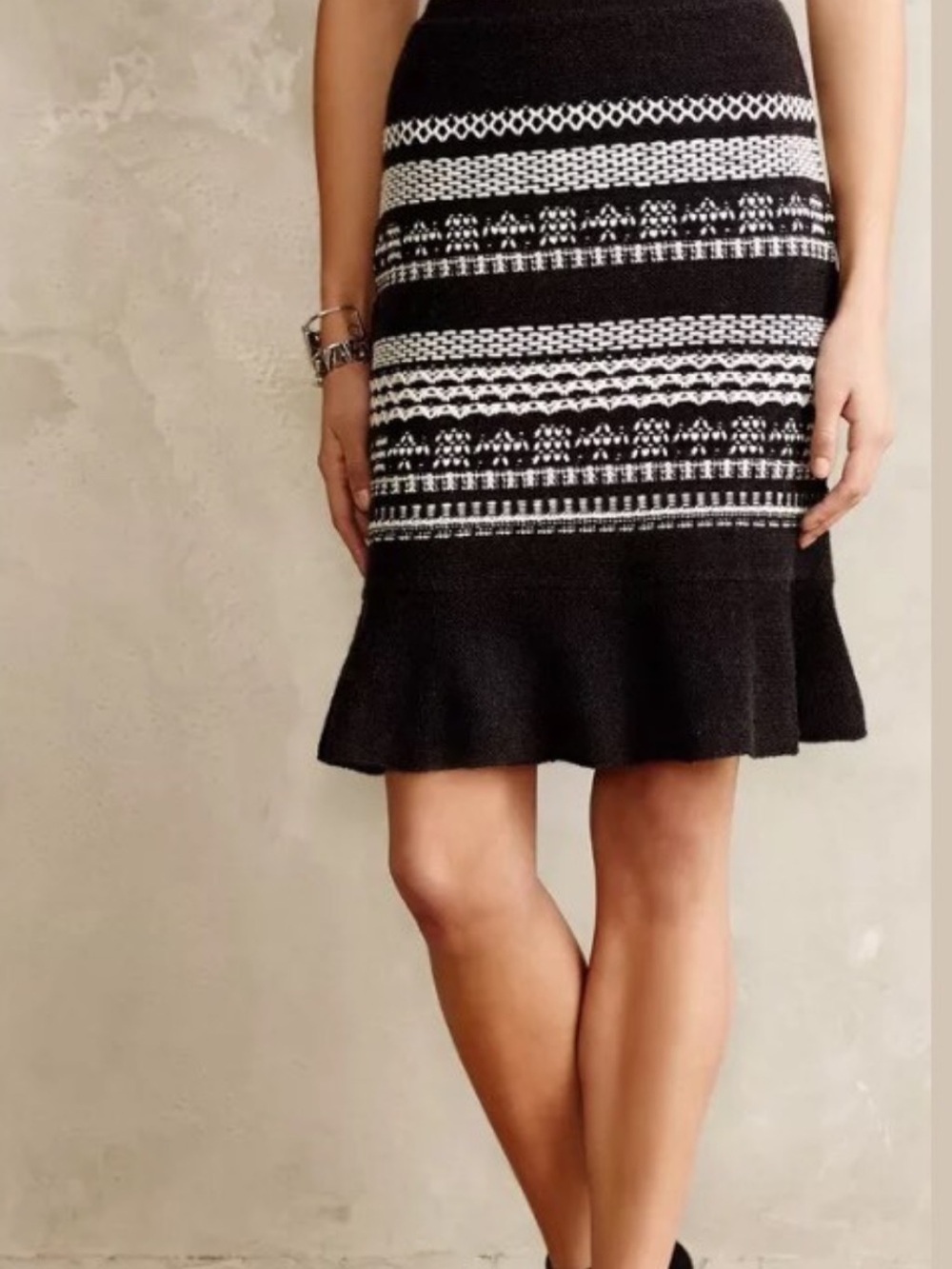 Anthropologie MOTH Mavis Knit Ruffle Pencil Skirt Women’s Small
